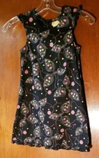 Vtg Christian La Croix Designer Girl's Blk Cotton Print A-line Dress sz 7 France