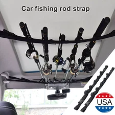 2 Pack 5 Slot Vehicle Fishing Rod Rack Pole Holder Belt Strap Carrier for Car