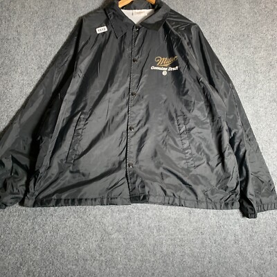Vintage Miller Lite Jacket Adult Size Extra Large Black Long Vintage Miller Lite Jacket Adult Size Extra Large Black Long