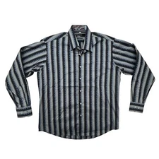 Visconti Uomo Shirt Mens Large Striped Long Sleeve Button Up Dress Classic