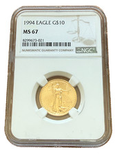 US 1994 Gold 1/4 oz $10 NGC MS67 Gold Eagle Key Date 4388.88 per troy oz