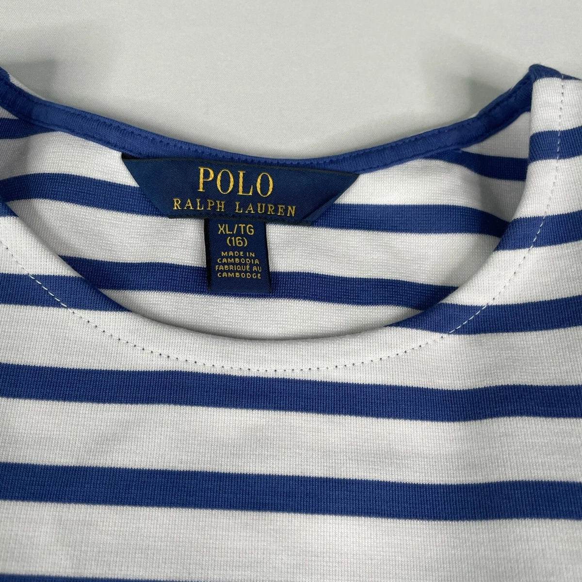 Polo Ralph Lauren Girls Dress Size XL (16)  Blue/White Striped Polo Dress