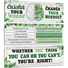 3 Pcs Growth Mindset Banner Classroom Decorations Laminated Motivational Plant