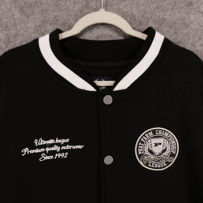 phat farm　ファットファーム　レザースタジャン　2XL ジャケット Phat Farm Jacket Mens XXL 2XL Black Gray Varsity Button Up Phat
