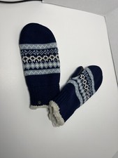 Vintage Kids Youth Lined Winter Blue Mittens Cold Snow Hands Warm Gloves