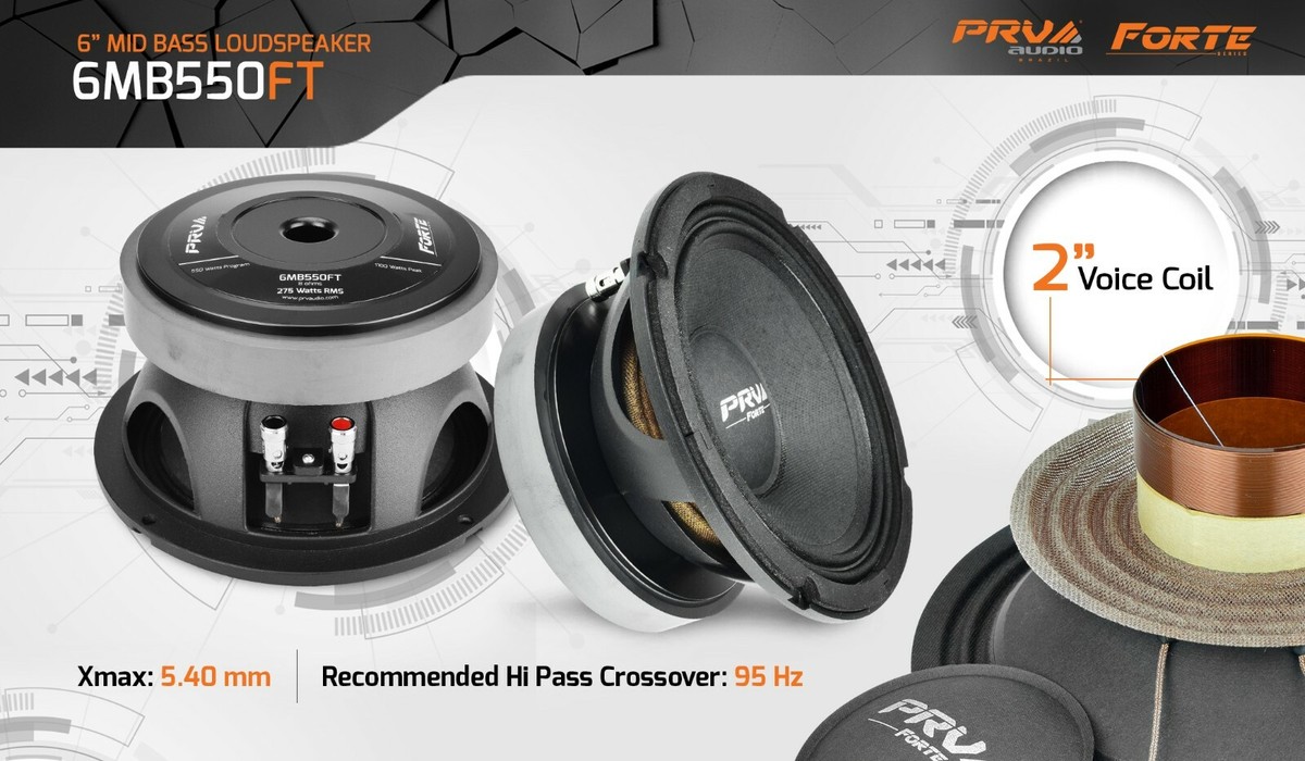 4x PRV Audio 6MB550FT Midbass Loudspeakers Car Audio 6.5