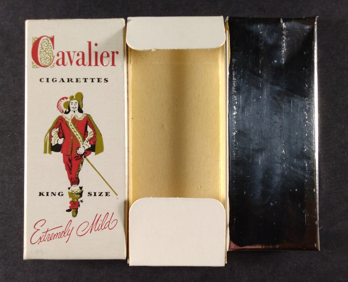 cavalier king size cigarette tin Cigarettes Empty 4-Pack Box RJ Reynolds Tobacco vintage size non Cavalier Cigarettes Oval Advertising Tin.
