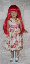 Monique TRIX Doll Wig SIZE 6/7 RED W/PINK HIGHLIGHTS Long Soft Hair Bangs NWT