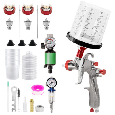 LVLP R500 Air Spray Gun Premium Kit 1.3mm/1.7/2.0mm Nozzle Car Paint Sprayer Gun