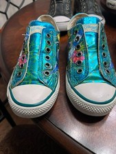 Ed Hardy Green Metallic Glitter True To My Love Tattoo Shoes Low Rise Slip On 5