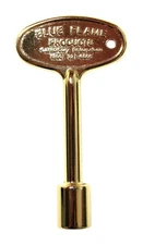 Blue Flame 3 Inch Universal Fireplace Key - Brass/Gold 1/4 or 5/16 Valve Stems
