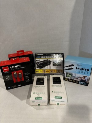 4 Port HDMI 4K Splitter  1 Input To 4 Output with 5 Piece HDMI Cables