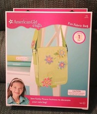 American Girl Crafts Fun Fabric Bag Kit - Green Bag w/Flower Buttons NIB 