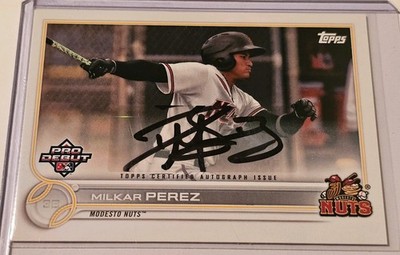 2022 Topps Pro Debut Milkar Perez Auto #PD-140 Modesto Nuts MiLB MLB