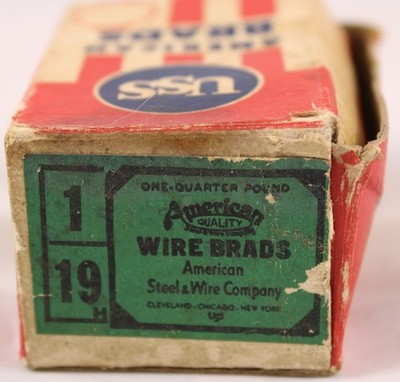 NOS USS American Steel & Wire 19 Gauge 1  Wire Brads Nails Quarter Pound