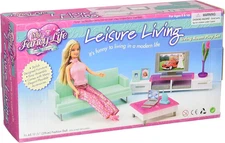 Living Room Dollhouse Furniture Set, for 11.5 Inch Fashion Dolls, Modern Design