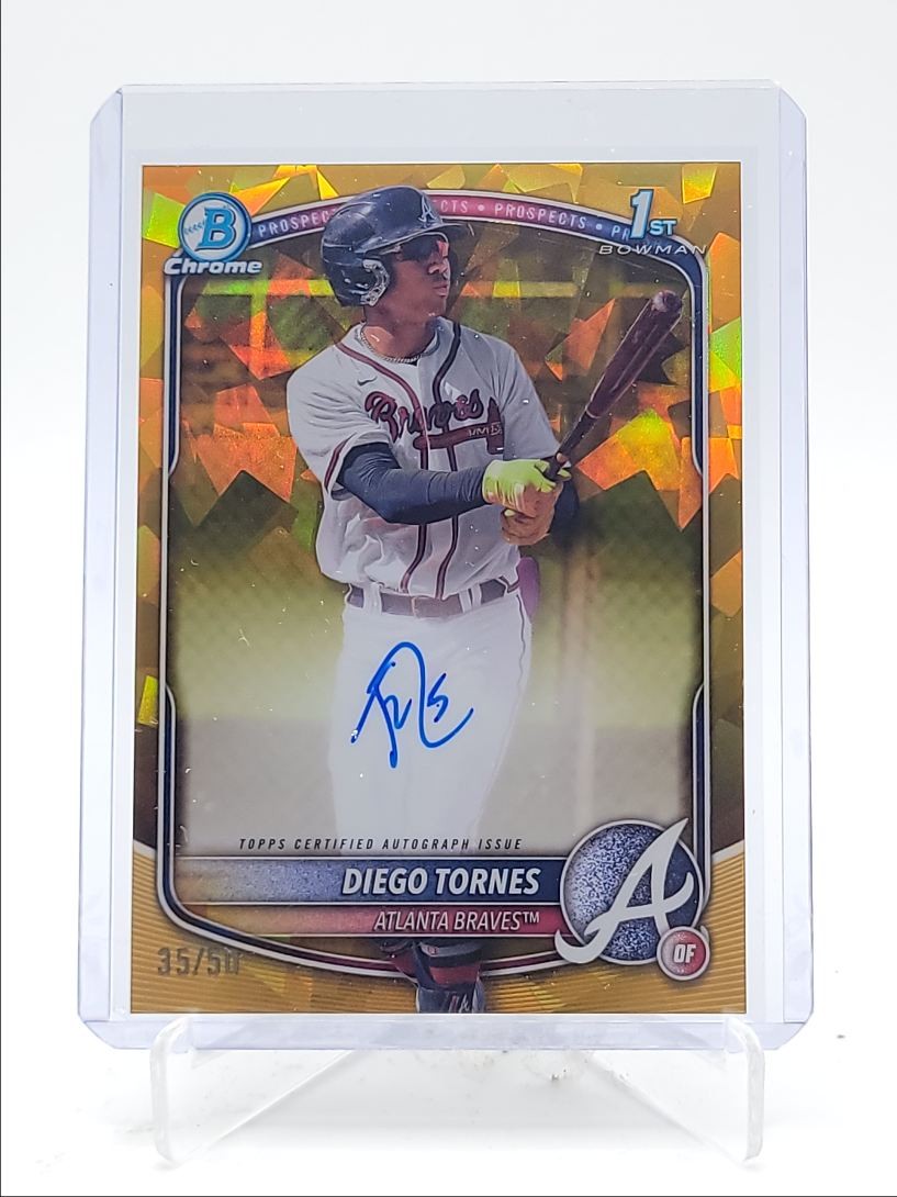 DIEGO TORNES 2025 BOWMAN CHROME 1ST SAPPHIRE GOLD REFRACTOR AUTO /50 Q3967