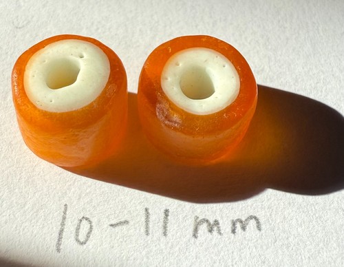 Antique Venetian Whiteheart Beads: Matte Yellow-Orange 10-11 mm Each