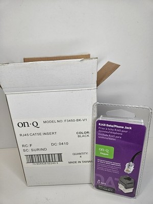 RJ45 CAT5e Keystone Jack Inserts Black Lot 16 (4 Boxes) Ethernet Network Jacks