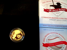 2022 NEGRO LEAGUES BASEBALL - $5.00 GOLD PROOF Commemorative Coin