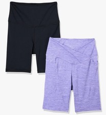 2-pack Danskin Women's XL Active Bike Shorts 7  Inseam Black/Paisley Purple NEW