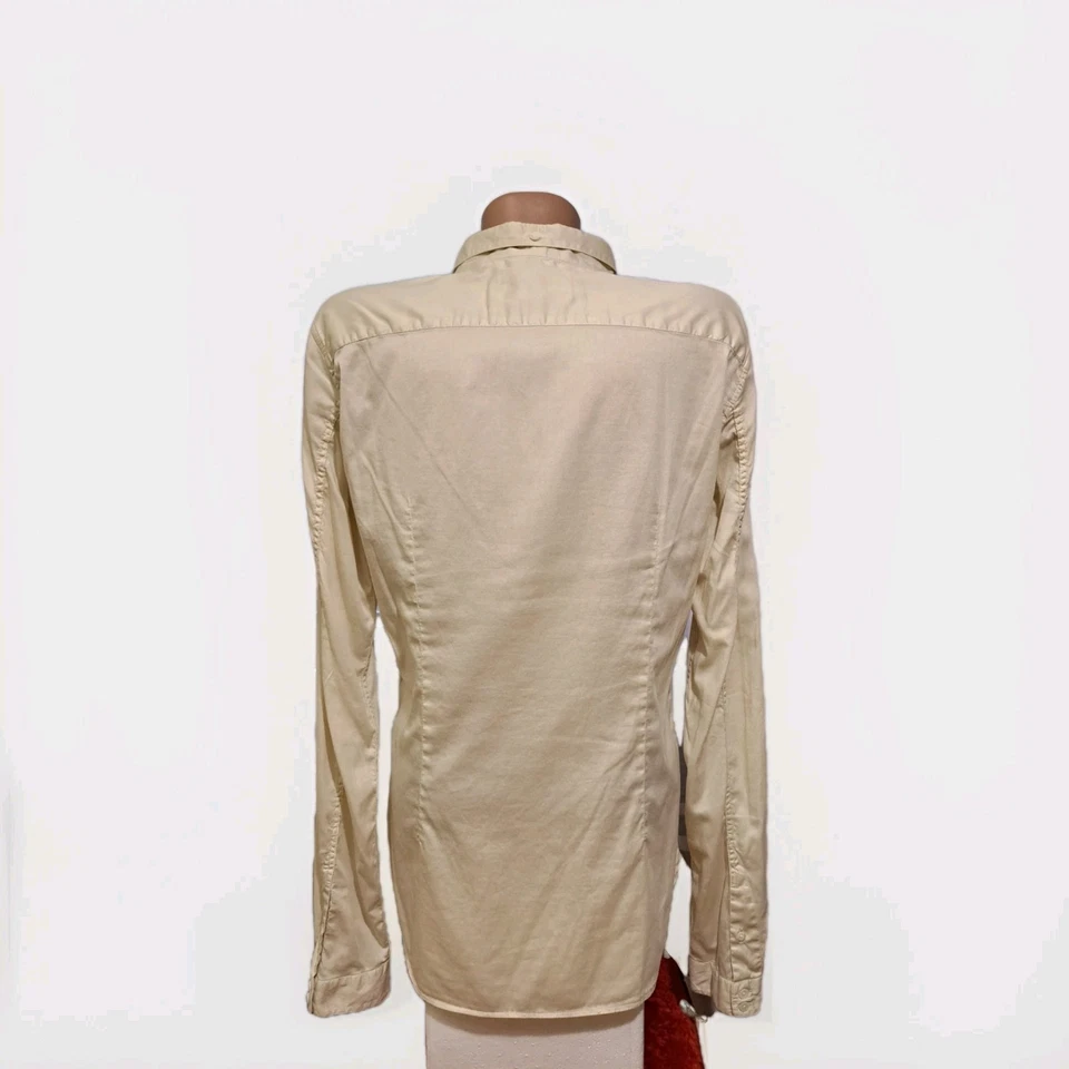 Mauro Grifoni Women’s Slim Fit Shirt Blouse Ivory Cotton Stretch Size IT 44 ( M) - Image 3 of 4