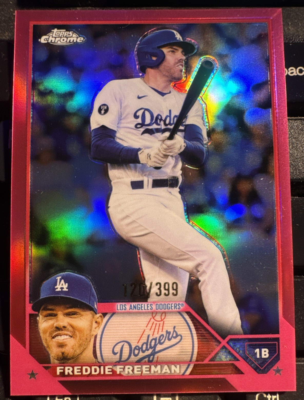 2023 Topps Chrome Magenta Refractor #5 Freddie Freeman #120/399 LA Dodgers