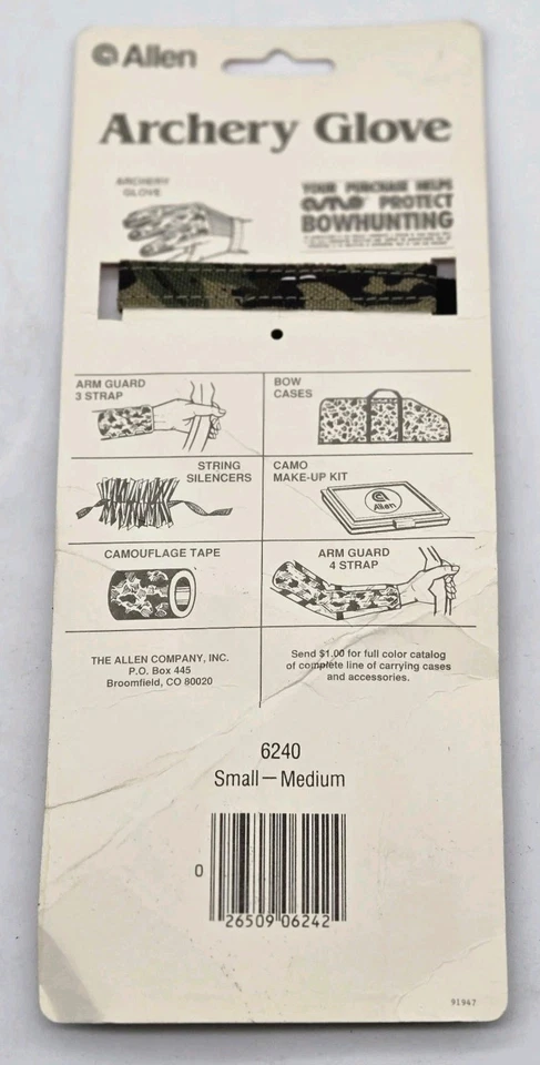 Allen 3-Finger Archery Glove Bowhunting Camo #6240 Size Small-Medium VTG NOS - Image 3 of 4