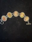 Vintage Panel Bracelet Silver Tone Classic Hardware Costume Jewelry A26-2