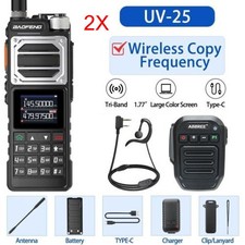 US BAOFENG UV-25 WALKIE TALKIE LONG RANGE TRI-POWER TWO WAY RADIOS BLUETOOTH MIC