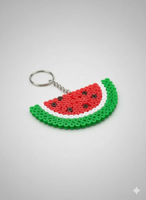 Handgefertigter Schlüsselanhänger Wassermelone Hama Perlen