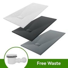 Slate Effect Shower Tray Square Quadrant Rectangle Enclosure Base w/ Free Waste