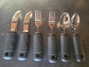 Lot of 6 Weighted Adaptive Eating Utensils Tremors Parkinsons Silverware Grips