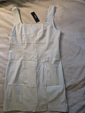 LULUS NEW WOMEN'S DRESS L Large Mini Tank Top Sleeves Short Green White Checkers