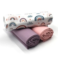 Baumwollstoff Druck + 2x Baumwollstoff Uni je 0,5m Stoffpaket Regenbogen Set02