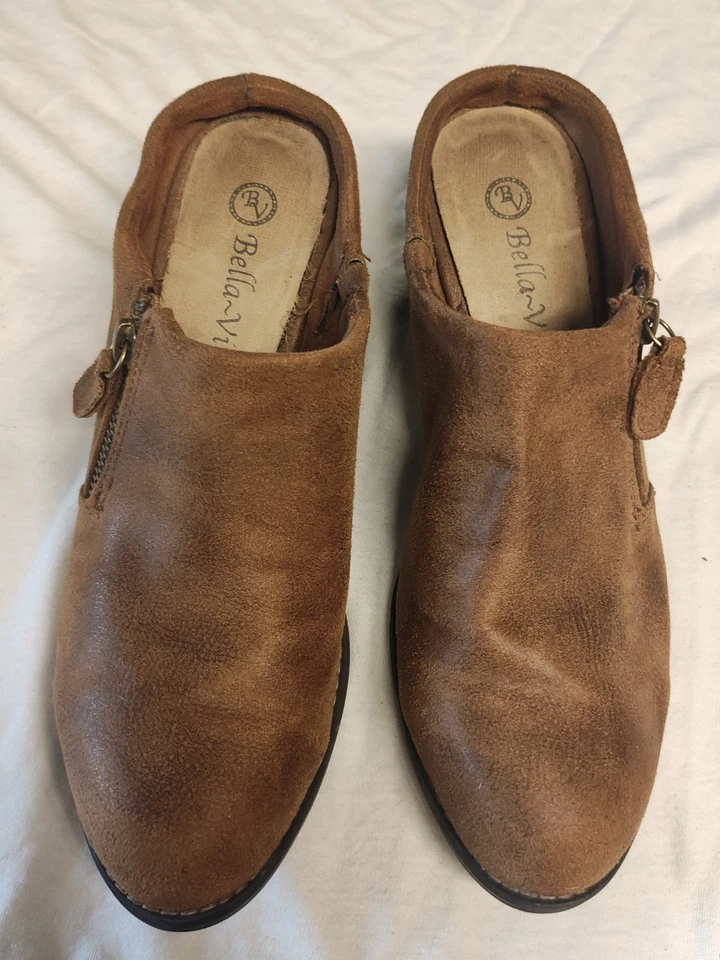 Bella Vita Carlene Chunky Heel Western Mules Womens 7.5 M Brown Suede Leather - Image 3 of 4