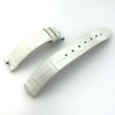 Genuine Breguet 14mm-凹14/5mm White Leather Watch Strap Excellent#495B