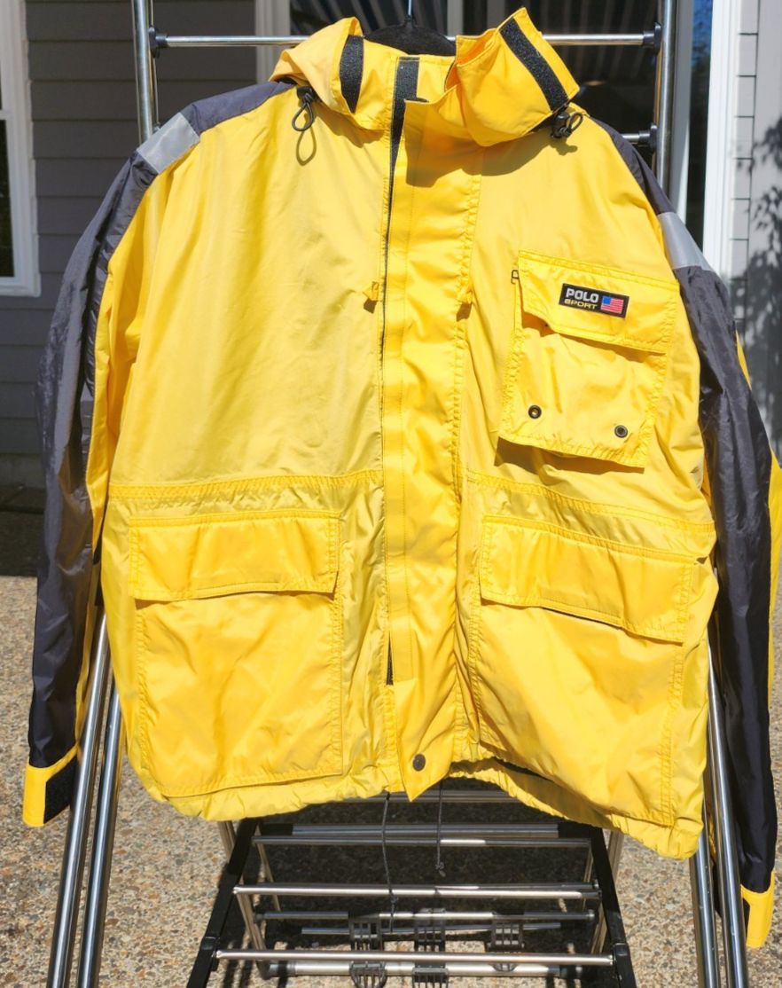 Vintage 90s Polo Sport Ralph Lauren Yellow Nylon Windbreaker