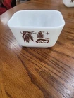 Vtg PYREX Small Dish 501 1 1/2 Cup Brown Early American Cat Corn EC NO LID