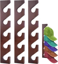 3 Pcs Wall Mounted Wooden Hat Rack for Baseball Caps, Solid Wood Storage Display