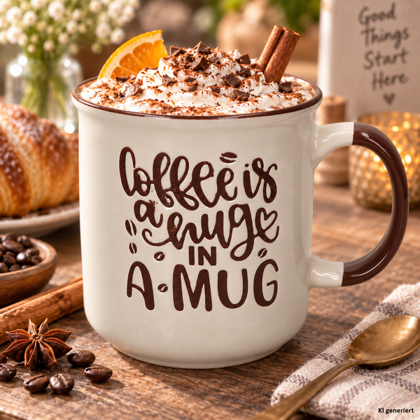 Kaffeebecher XL 500Ml Jumbobecher Steingut Hellgrau Kaffee Spruch Tee Kakao-image