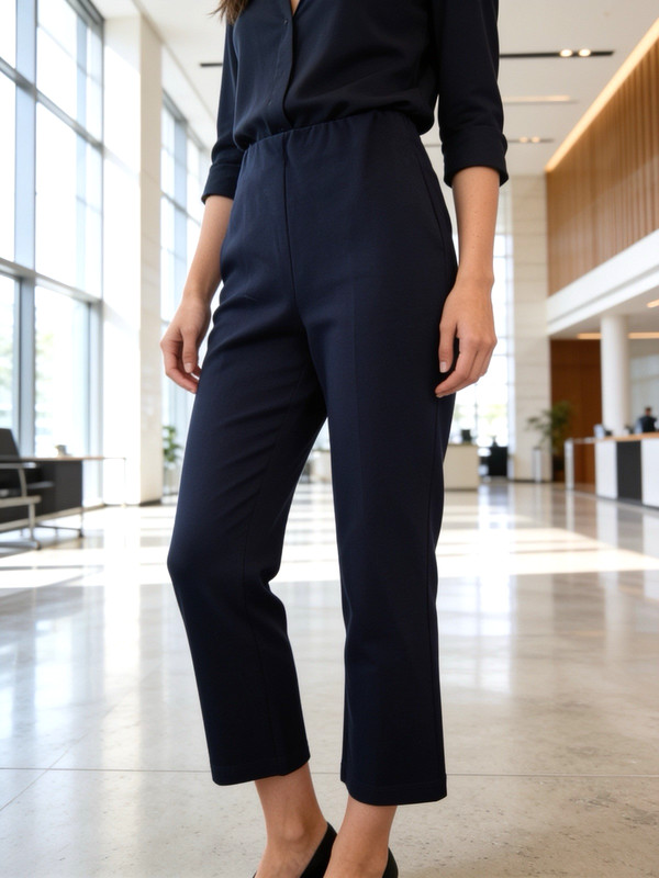 S) TUCKERNUCK Navy Blue Ponte Flare Crop Side Zip 27 Inseam EXC! Pants