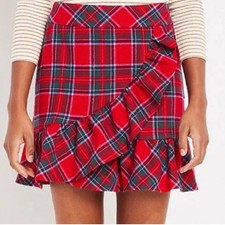 Vineyard Vines Nantucket Lurex Tartan Plaid Skirt Red Velvet Sz 4 NWT