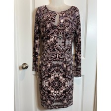 Jennifer Lopez Snakeskin Dress M Keyhole Sheath Bodycon Brown Black Mob JLo Edgy