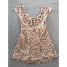 American Eagle Flutter Sleeve Corset Mini Dress Retro Groovy 70s Sundress