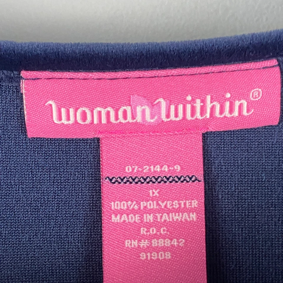 Sudadera pulóver de terciopelo suave Woman Within talla 1X azul manga larga Foto 4 de 4
