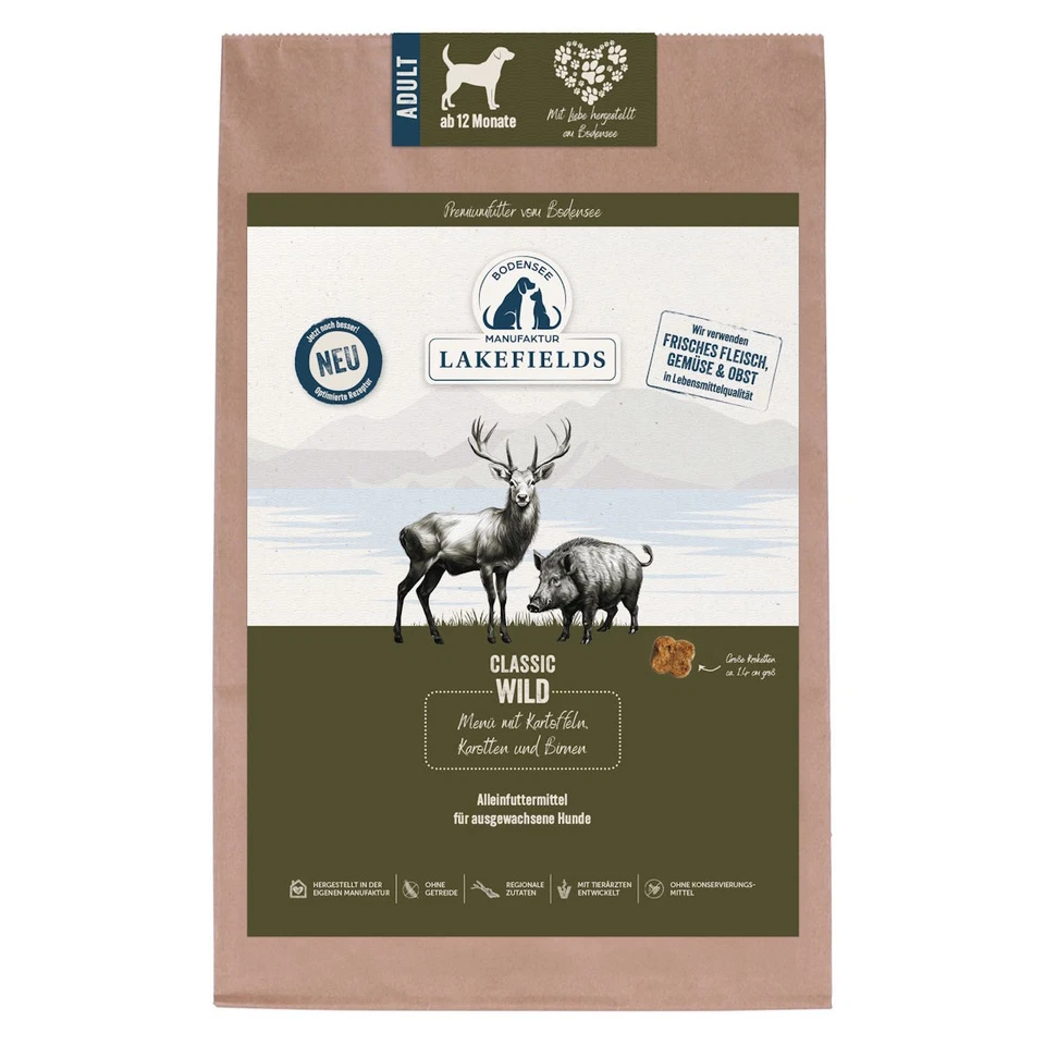 Lakefields Premium 2,5kg Menü Wild mit Karotten, Birnen und Heidelbeeren