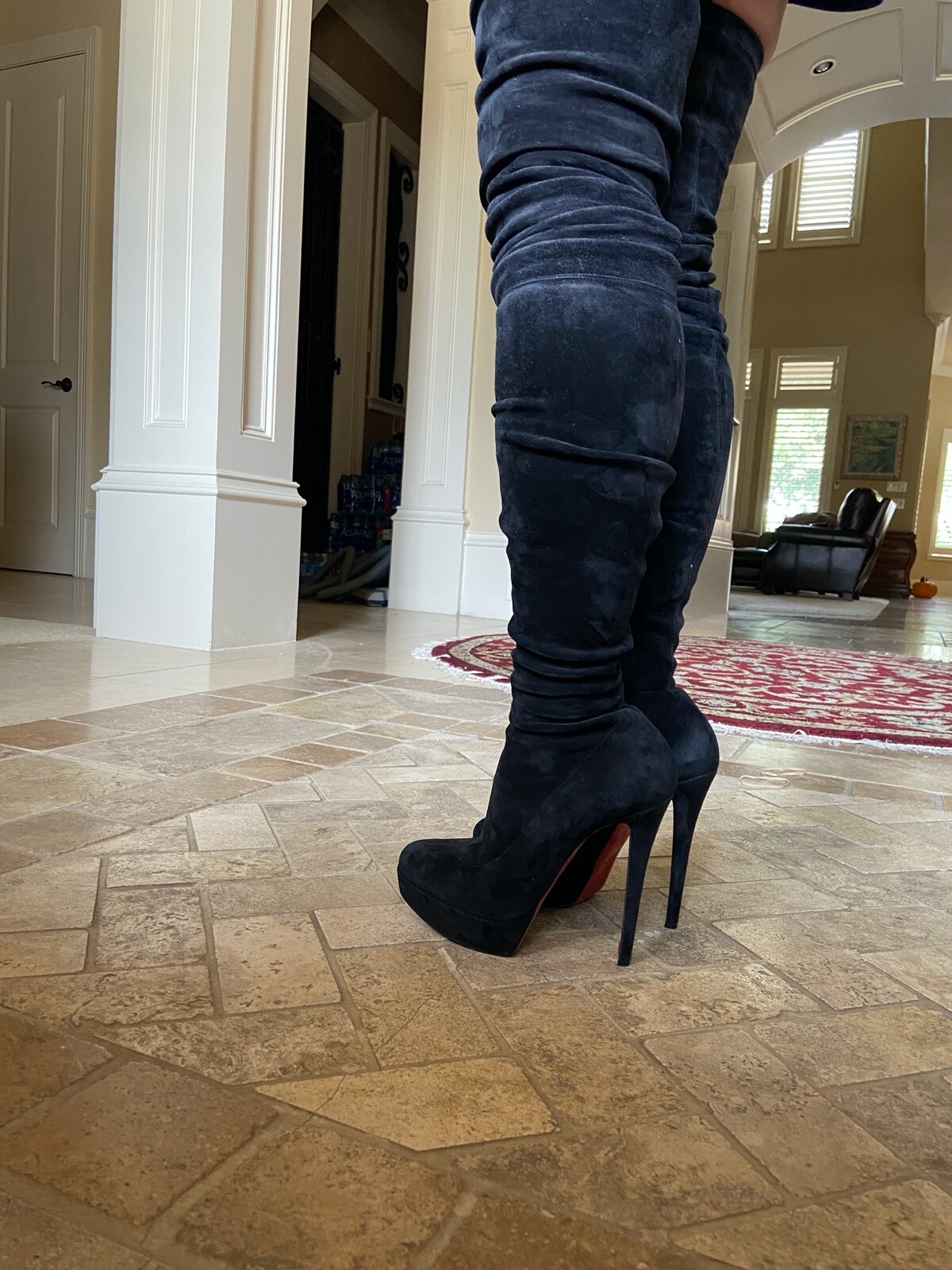christian louboutin black suede boots