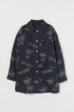 Disney X H&m Toy Story Charcoal Black Patterned Oversized Denim Jacket Size S