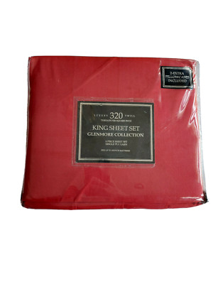 Glenmore Collection 6 Piece King Sheet Set 320 Thread Count Red